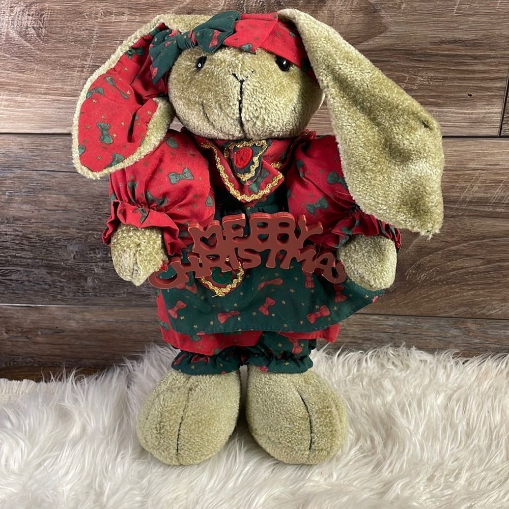 Merry Christmas Bunny Rabbit Plush 14” Decoration